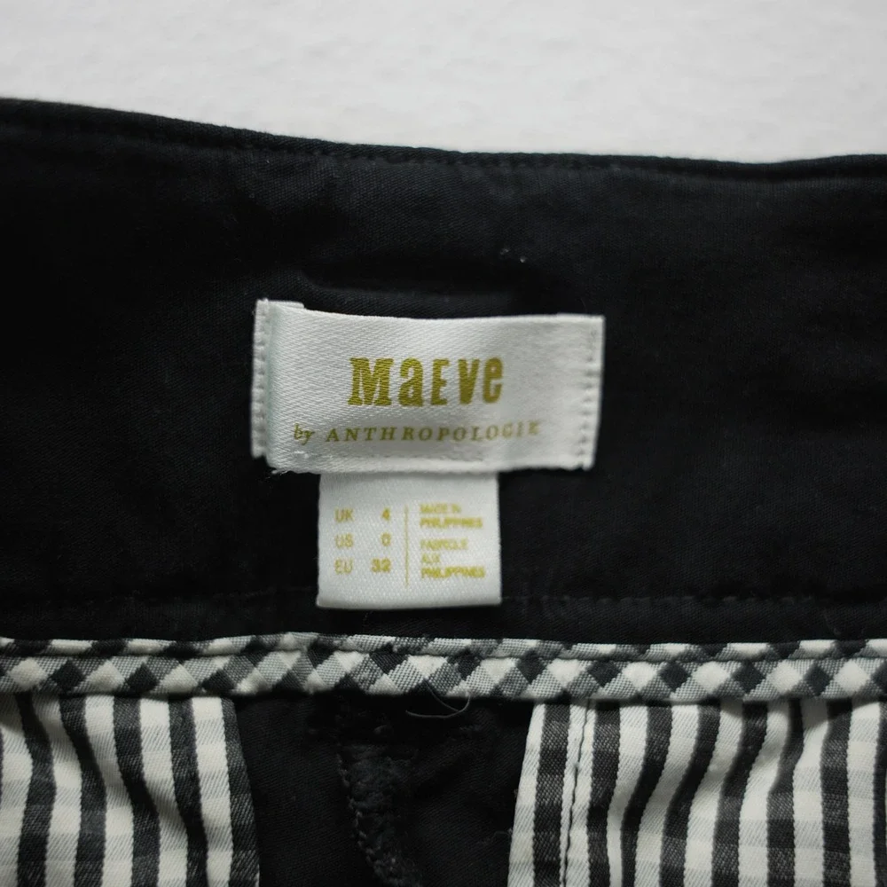 Maeve by Anthropologie Naomi Linen Black Wide Leg Blend Trousers Pants Size 0 - Picture 7 of 9